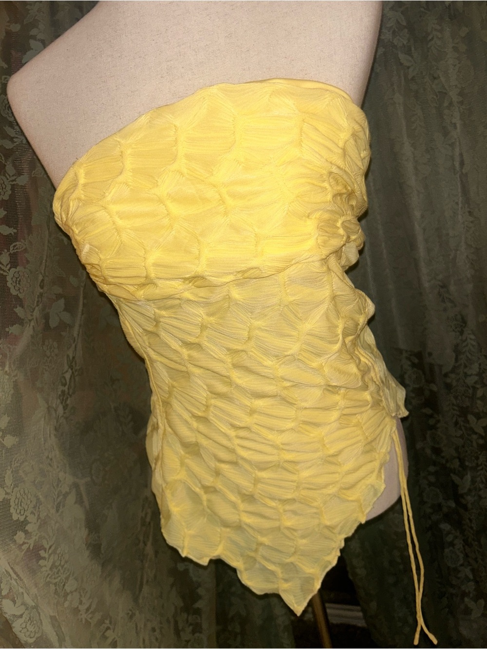 silence + noise Sunny Yellow Strapless Asymmetrical Knit Tube Top